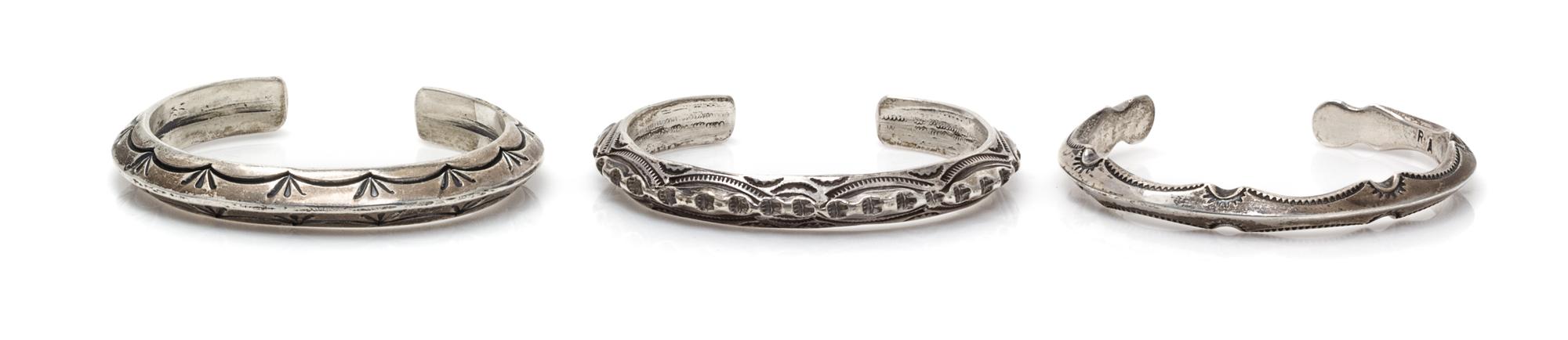 A Collection of Silver Cuff Bracelets, 76.90 dwts.