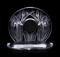 A Lalique Iris Table Clock
