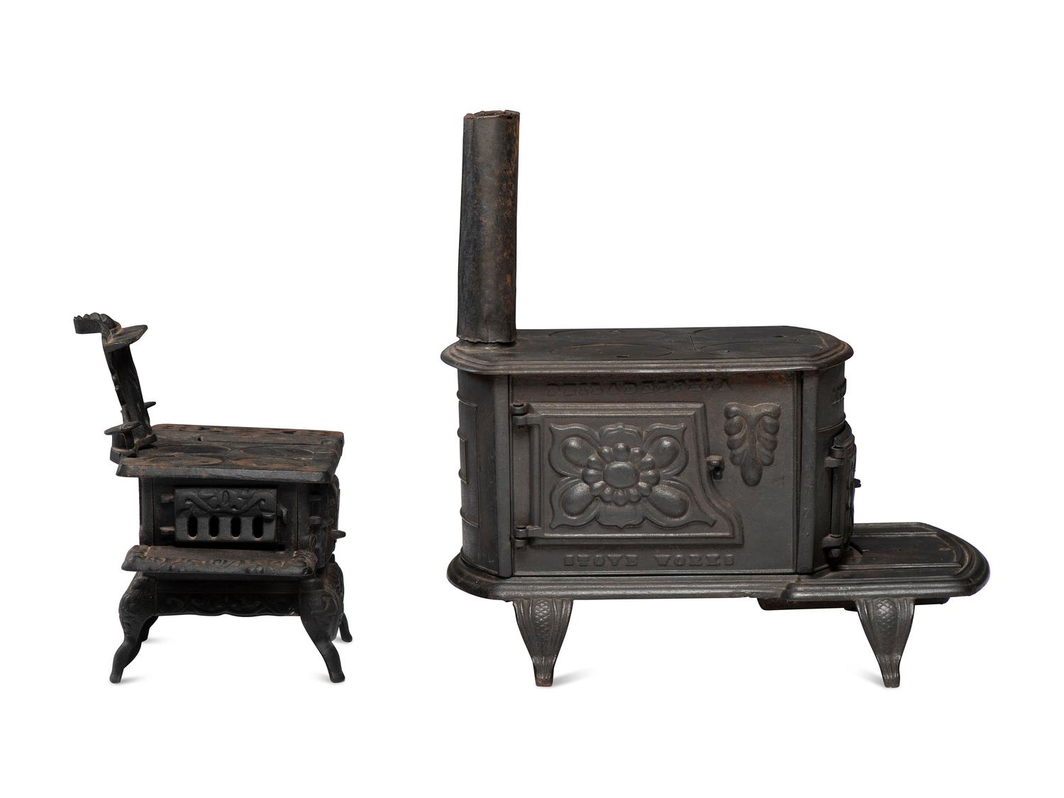Two Salesman's Sample or Child's Toy Cast Iron Stoves