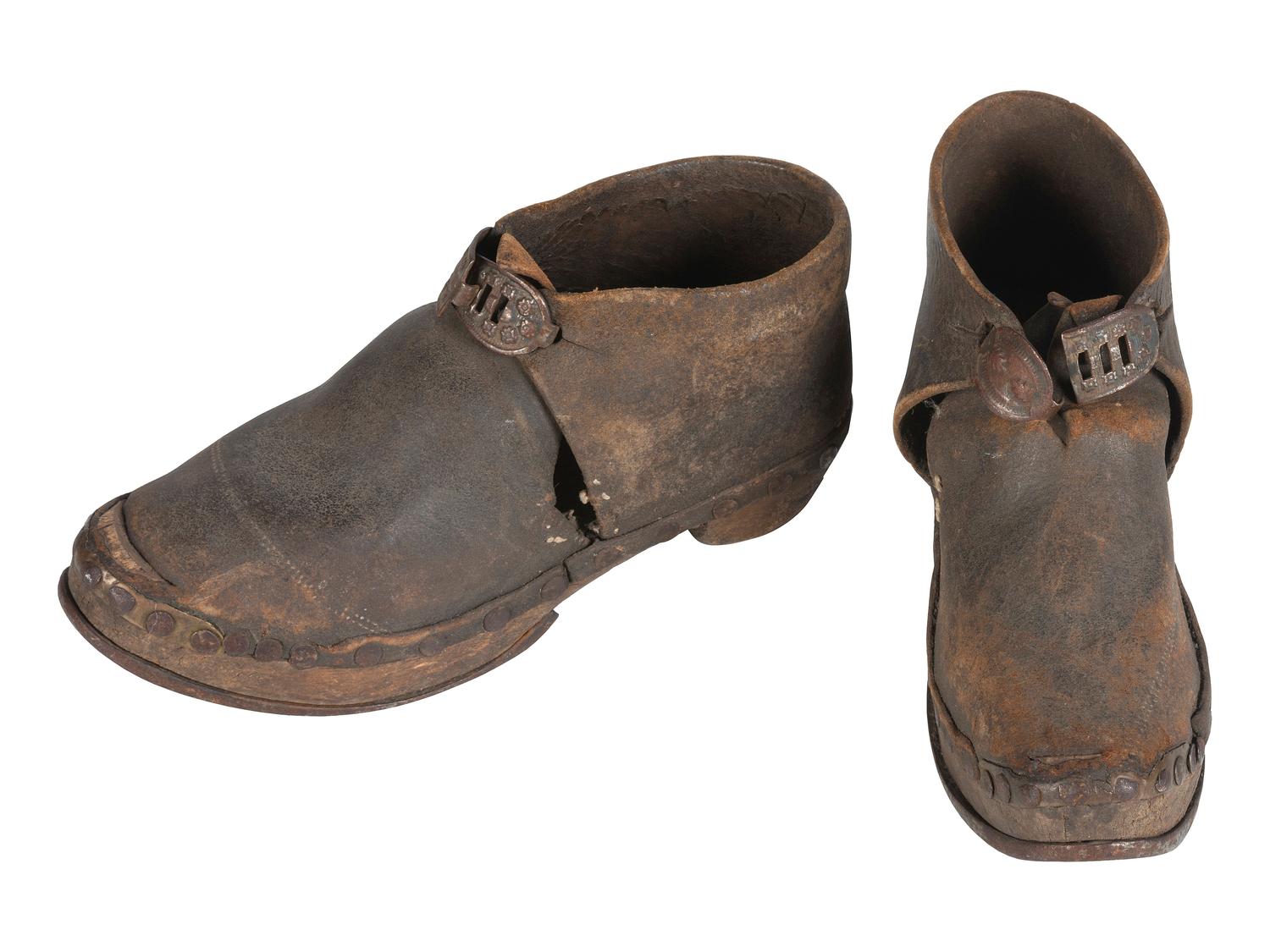 [CIVIL WAR]. Two pairs of Civil War-era southern manufactured shoes, including a scarce salesman's sample.