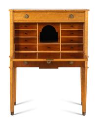 A Swedish Neoclassical Style Birch, Mahogany, and Rosewood Fall-Front Bureau