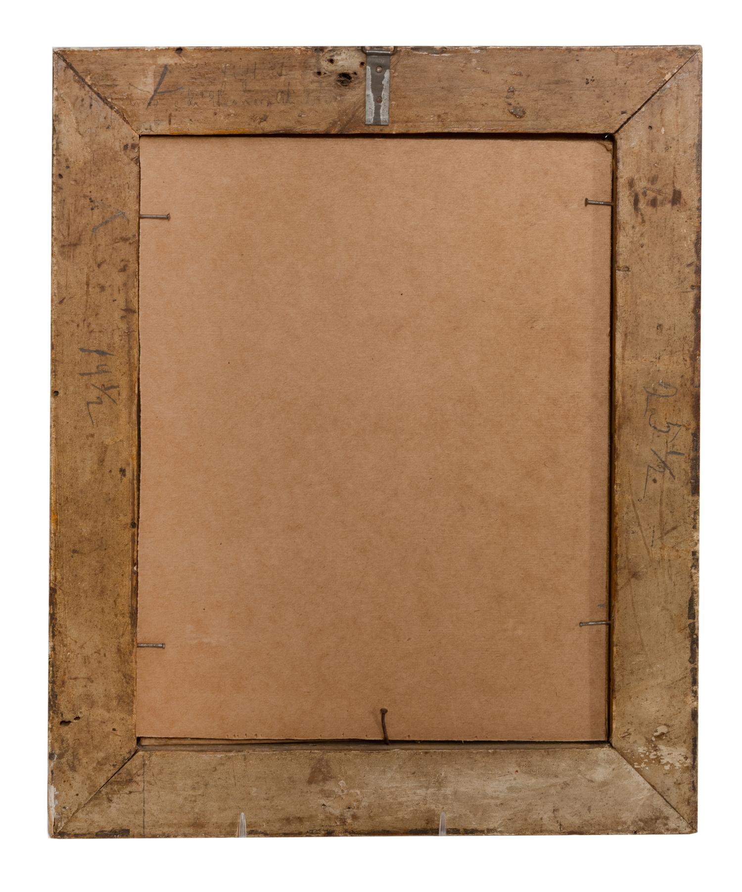 A Continental Silk Needlework Panel in Giltwood Frame
