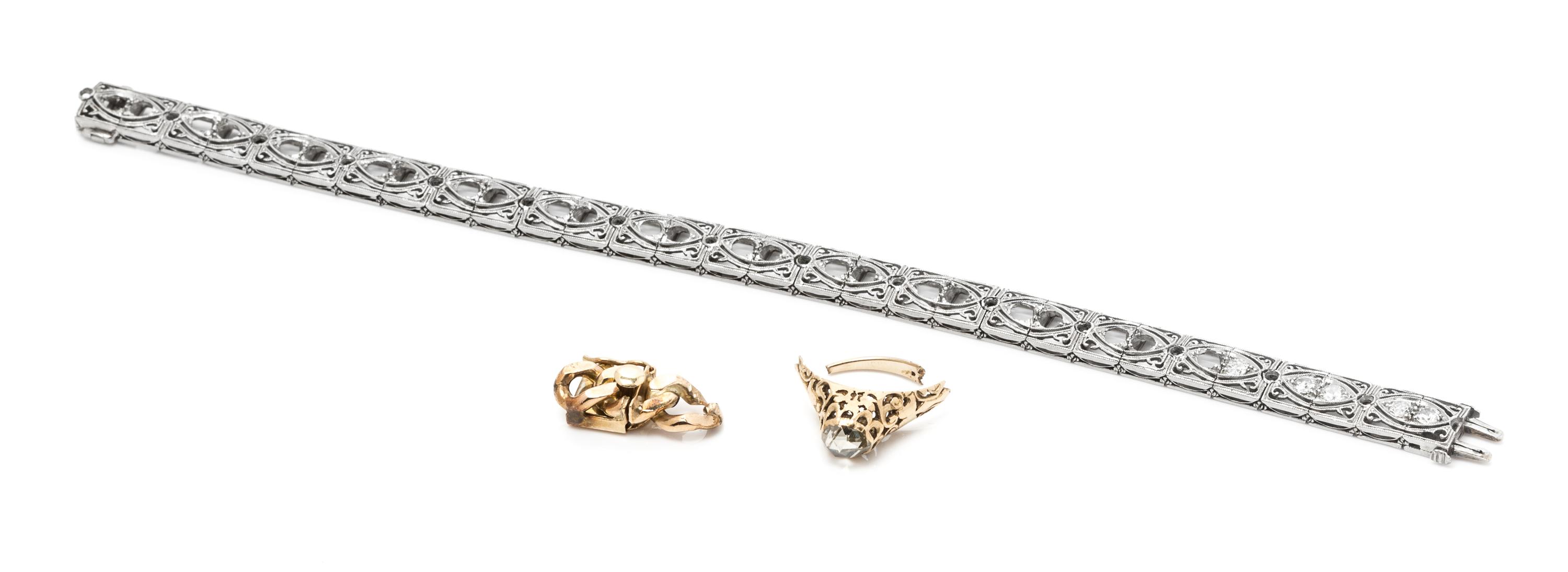 A Collection of Platinum, Gold and Diamond Jewelry Findings, 21.15 dwts.