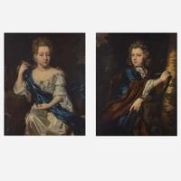 Circle of Johannes van der Stock (Dutch, active 1656-1676) Portrait of a Gentleman, Bust-Length; together with Portrait of a Lady with Blue Sash, Bust-Length (A Pair)