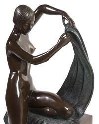 An Art Deco Style Bronze Figure, after Ferdinand Preiss, Height 50 inches.