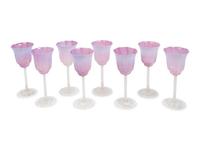 A Set of Eight Tiffany Studios Favrille Glass Goblets