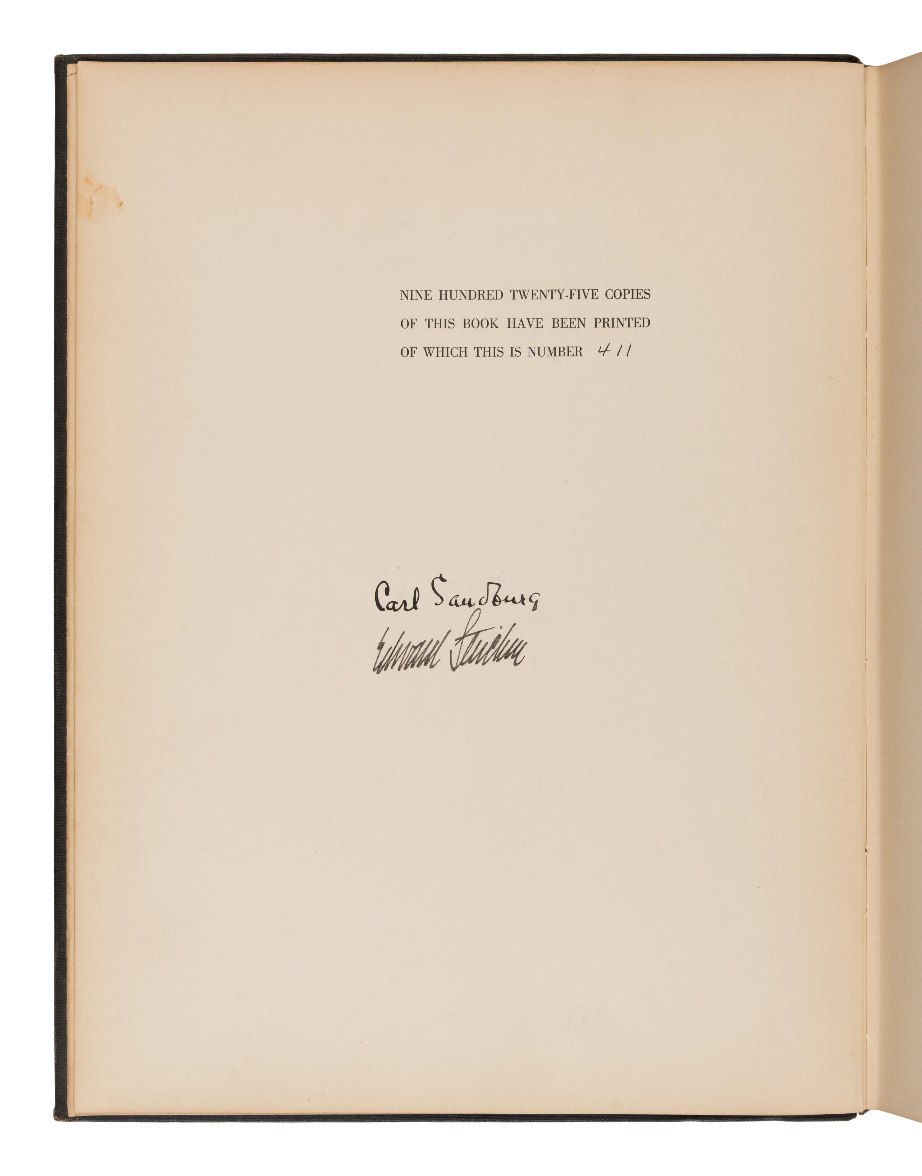 [Photography]. Steichen, Edward (1879-1973). -- Sandburg, Carl (1878-1967). Steichen The Photographer . New York: Harcourt, Brace and Company, 1929.
