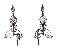 A Pair of Continental Iron Baluster-Twist Andirons
