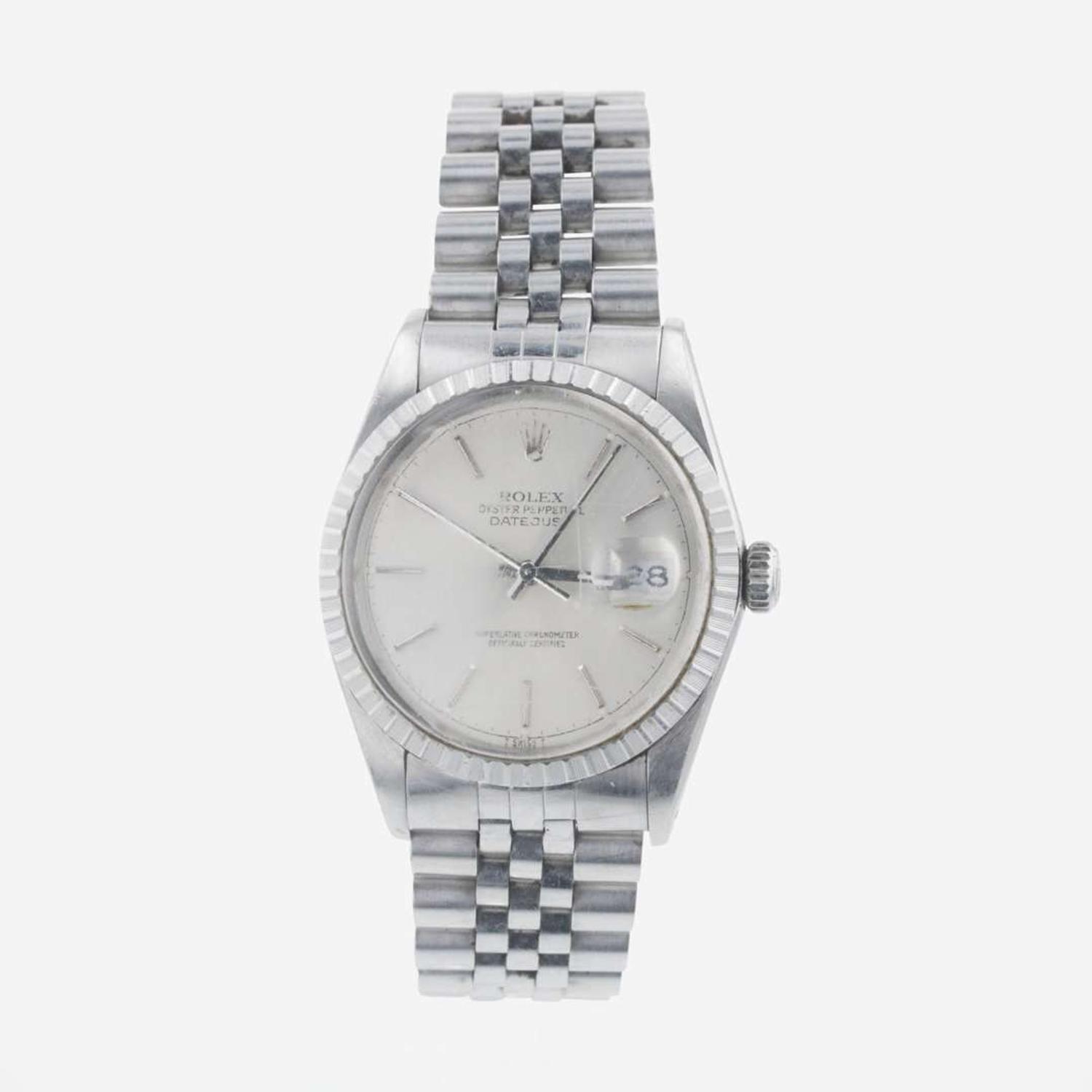 A Stainless Steel Rolex Oyster Perpetual Date Just Swiss