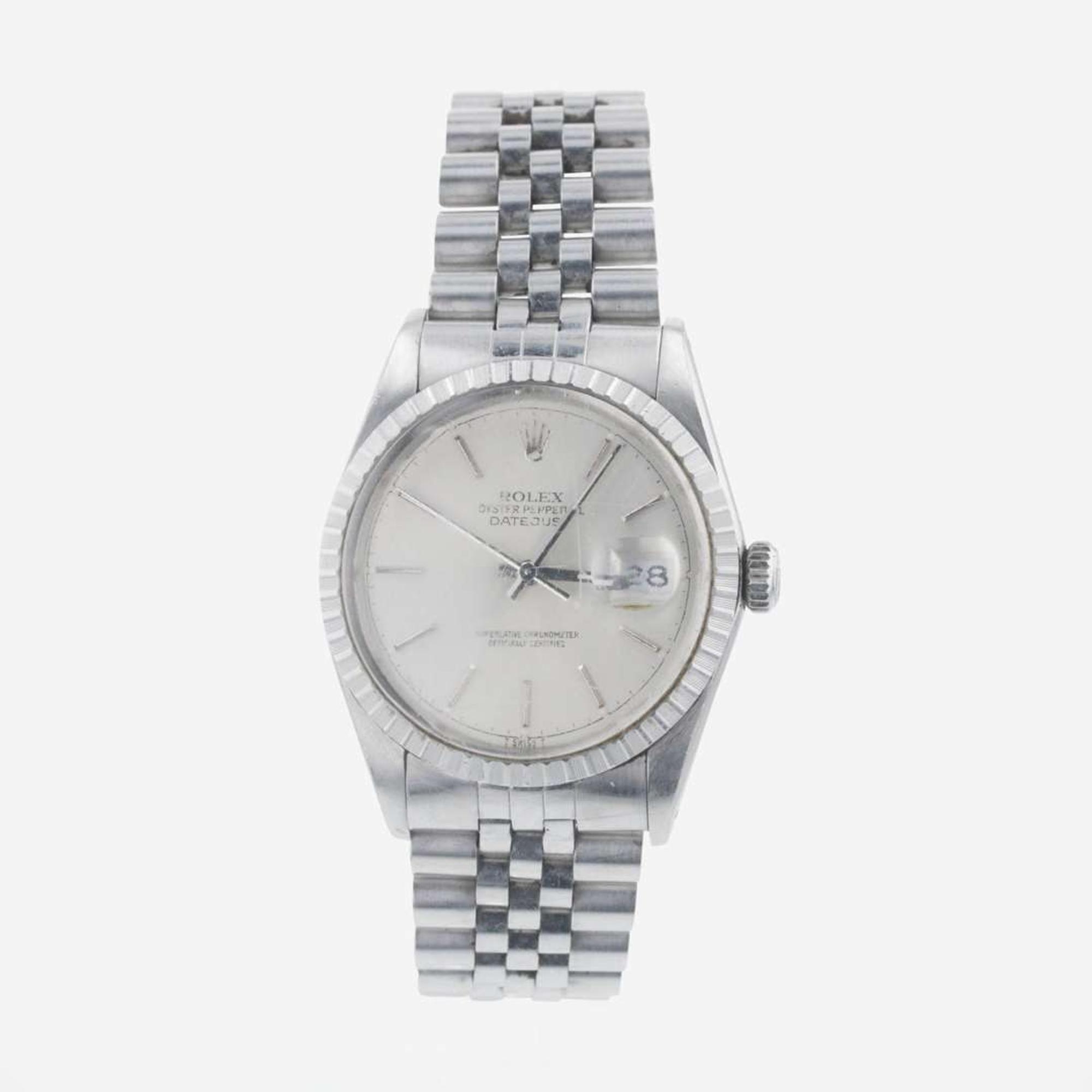 A Stainless Steel Rolex Oyster Perpetual Date Just Swiss