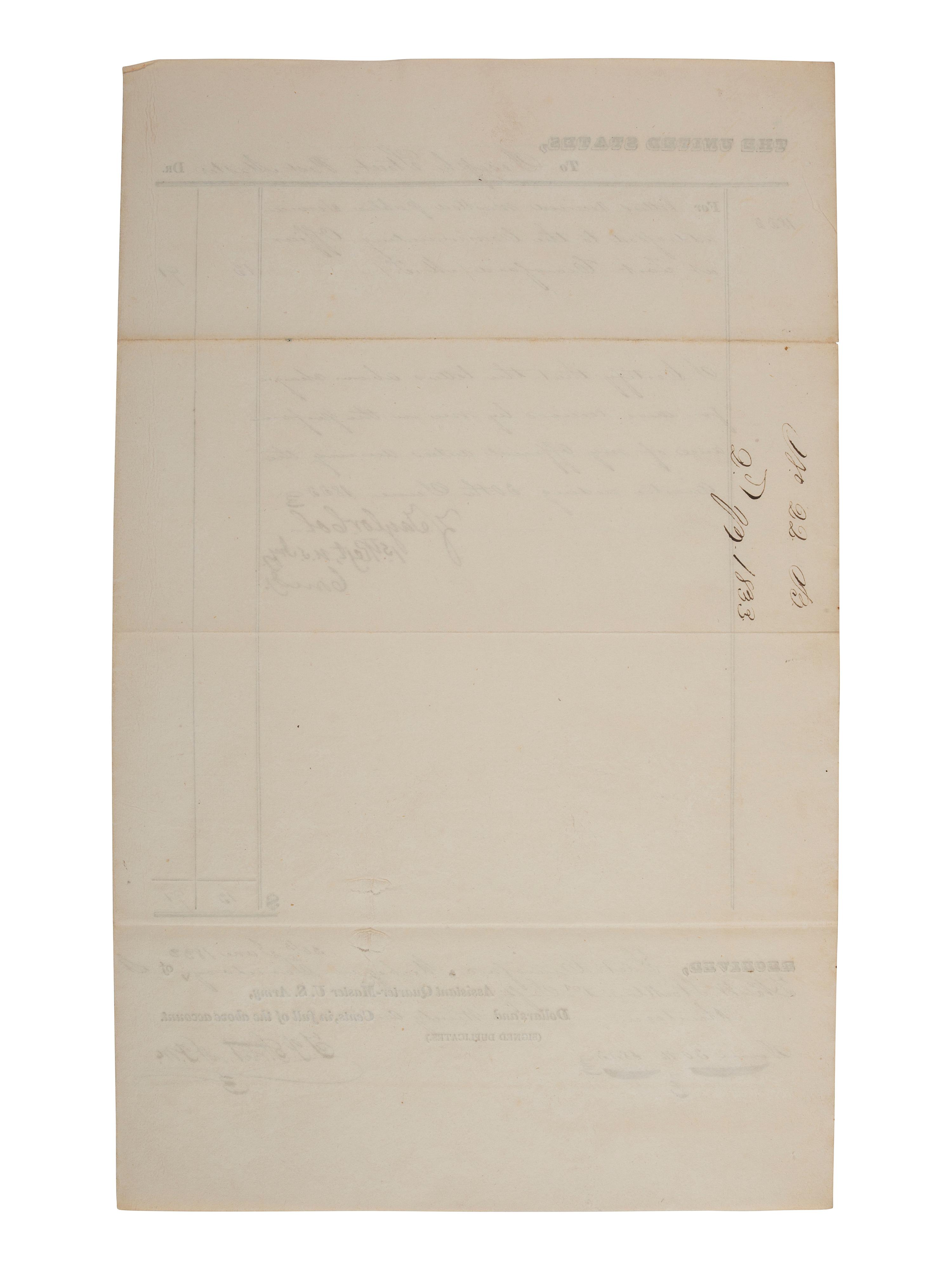 [PRESIDENTIAL]. TAYLOR, Zachary (1784-1850). Partially printed document signed ("Z. Taylor"), as Colonel, 1st Regiment, U.S. Army. Fort Crawford [Michigan Territory], 30 June 1833.