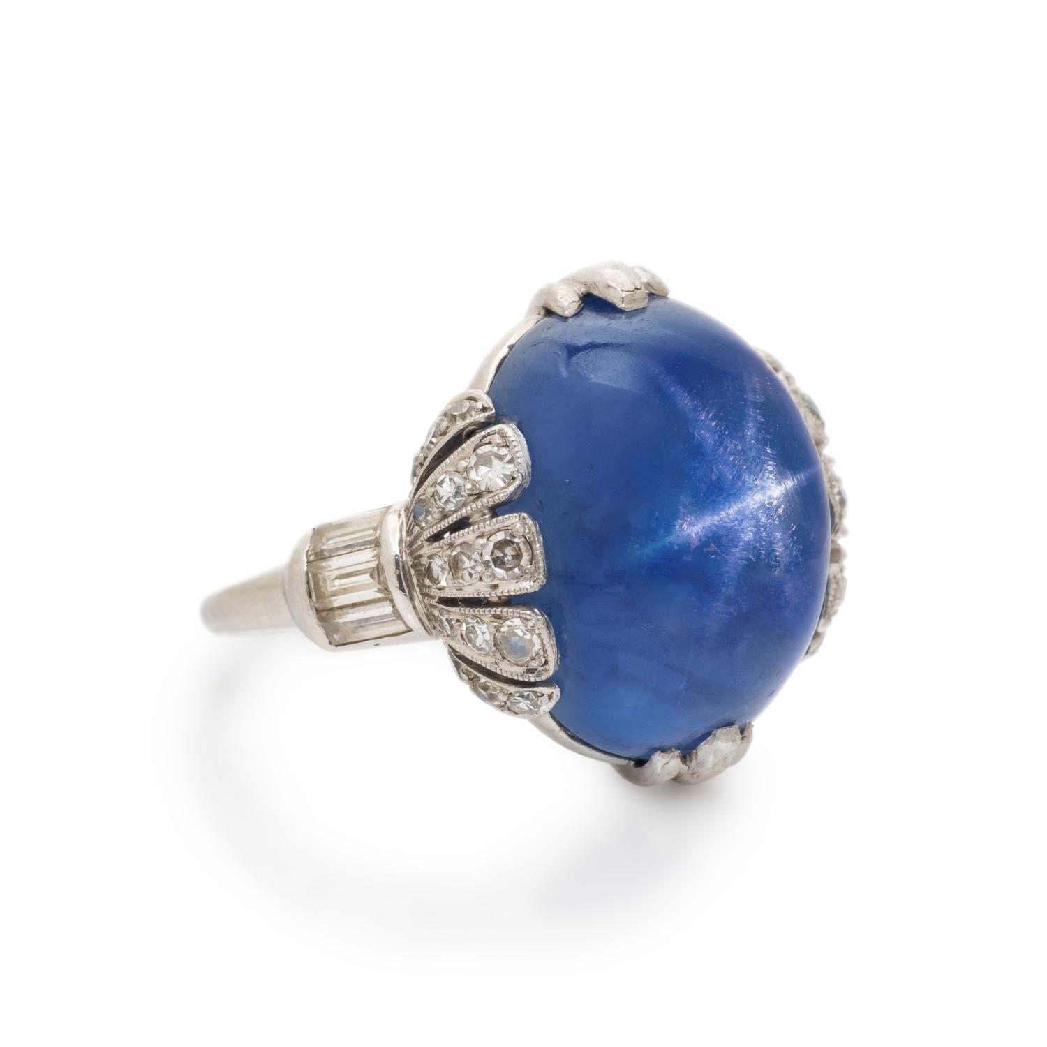 STAR SAPPHIRE AND DIAMOND RING