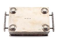 Award Winning Heavily Stamped Sterling Silver Lidded Box, with Repoussé Accents and Turquoise Cabochon