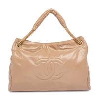 Chanel, Beige Patent Leather Rodeo Drive Tote