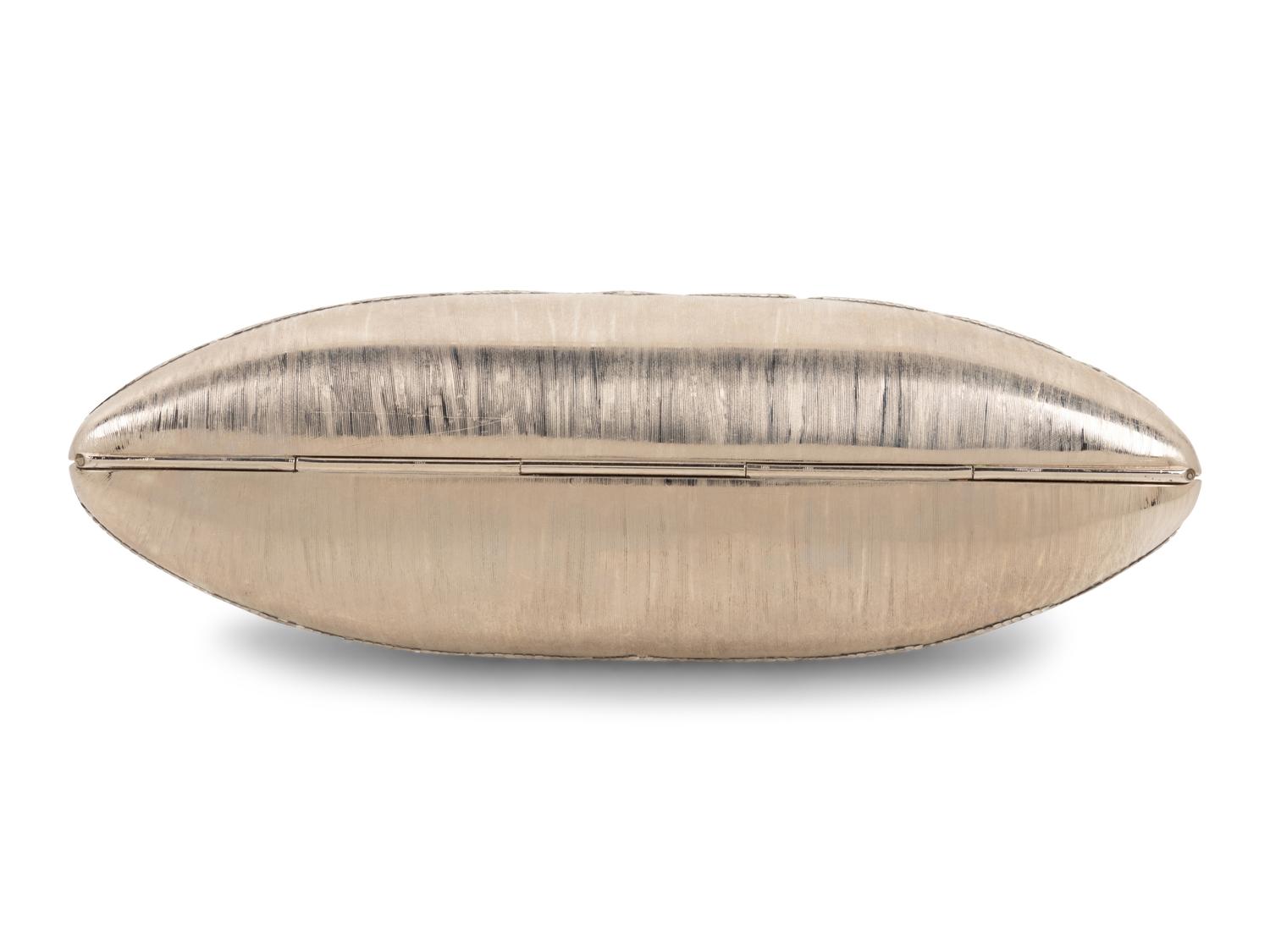 Judith Leiber Silver and Gray Rhinestone Minaudière