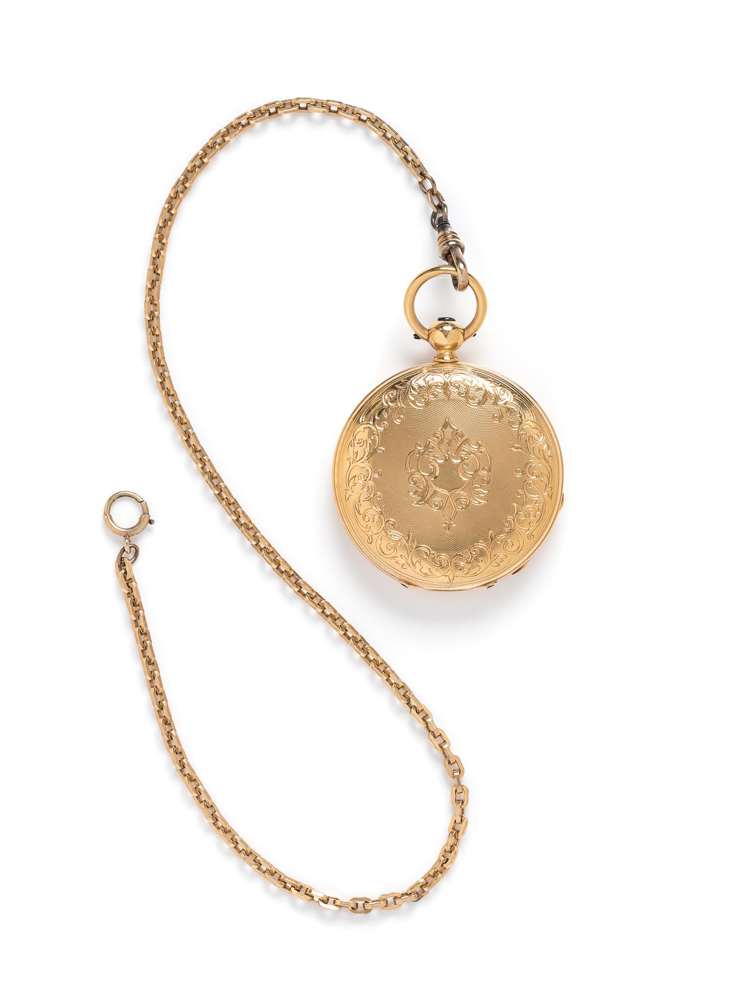 18K YELLOW GOLD HUNTER CASE POCKET WATCH