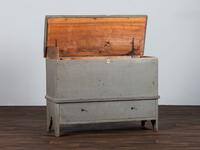 A Queen Anne Gray Painted One-Drawer Blanket Chest