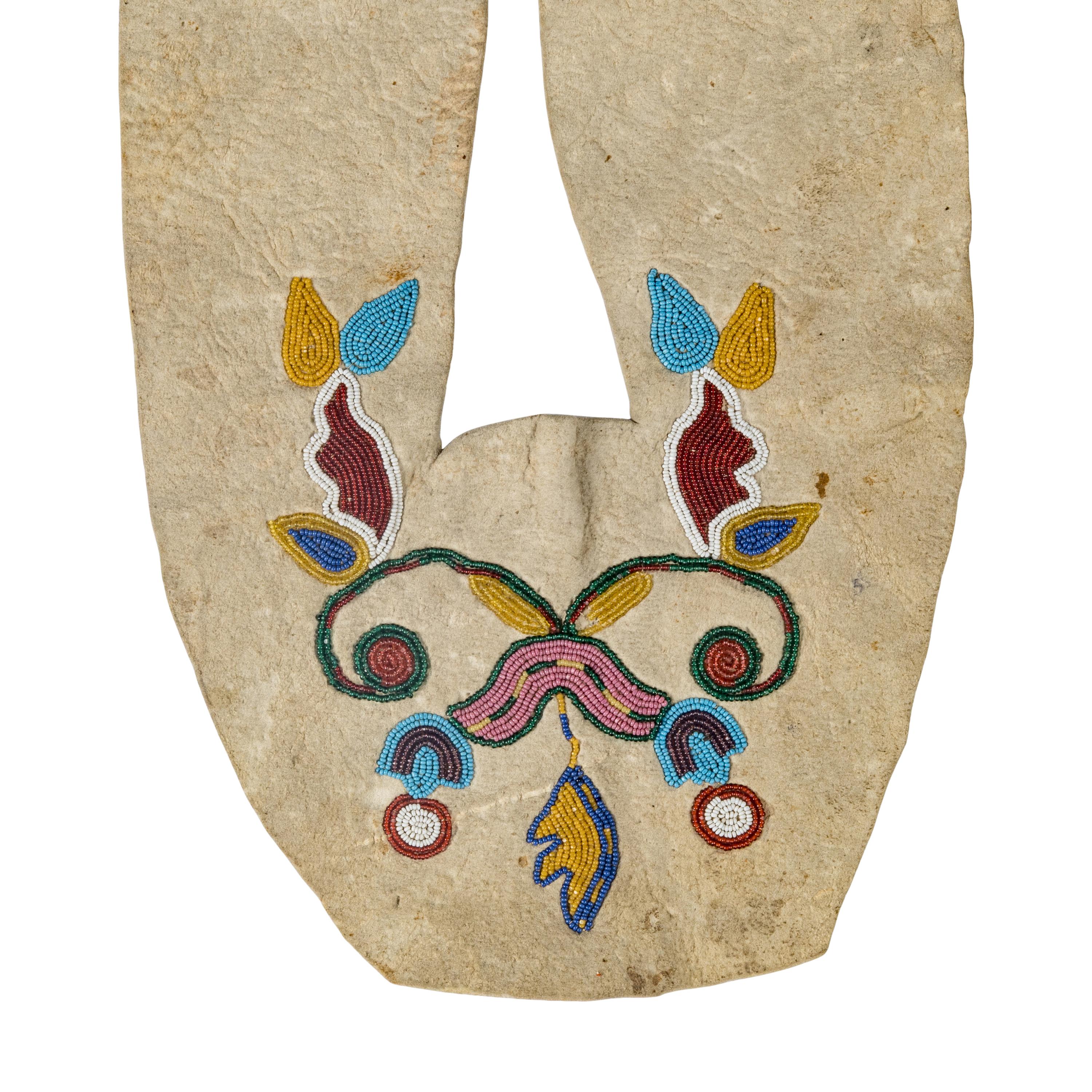 Prairie Beaded Hide Moccasin Vamps AND Wood Form