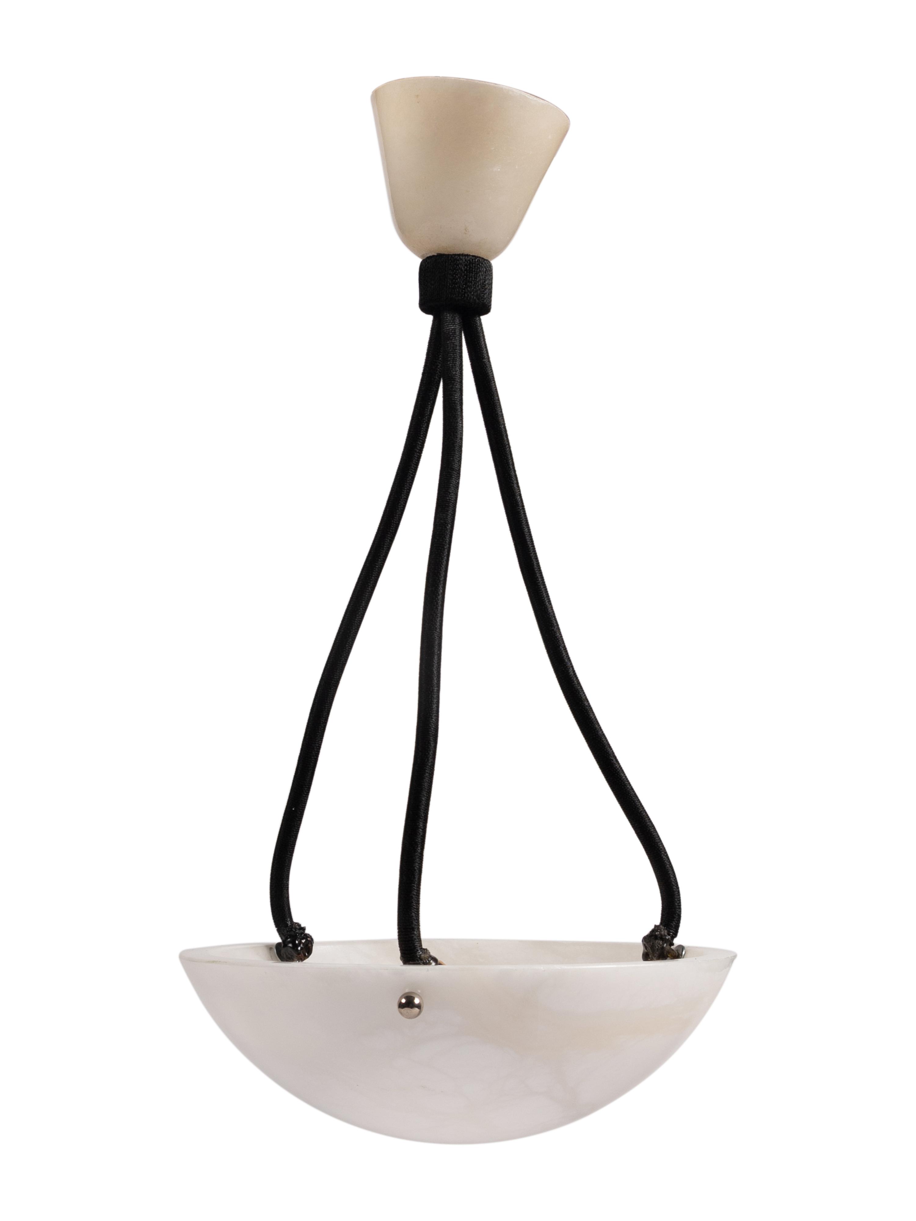 A Pair of Contemporary Alabaster Pendant Fixtures