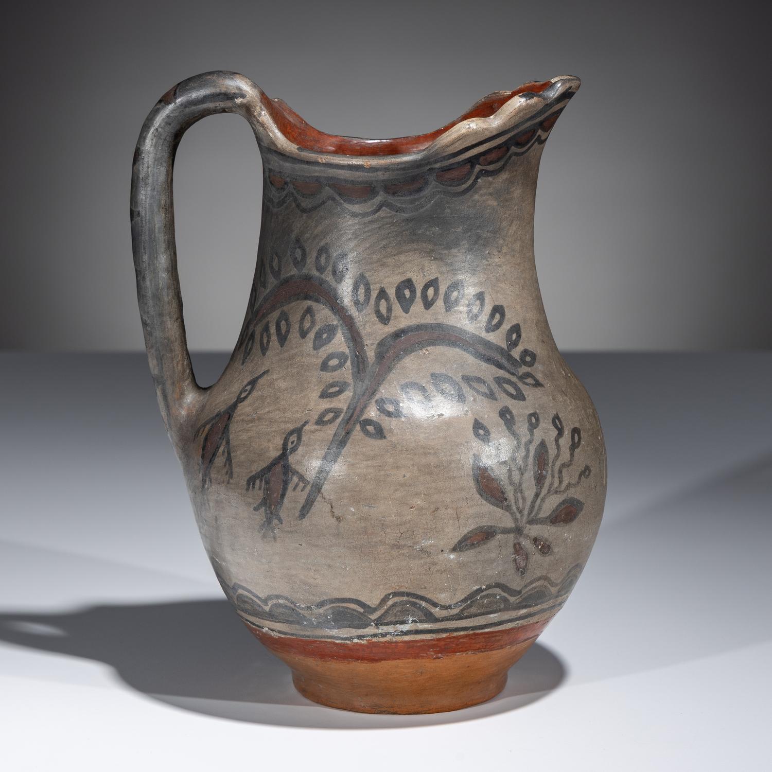 San Ildefonso Figural Polychrome Pottery Pitcher