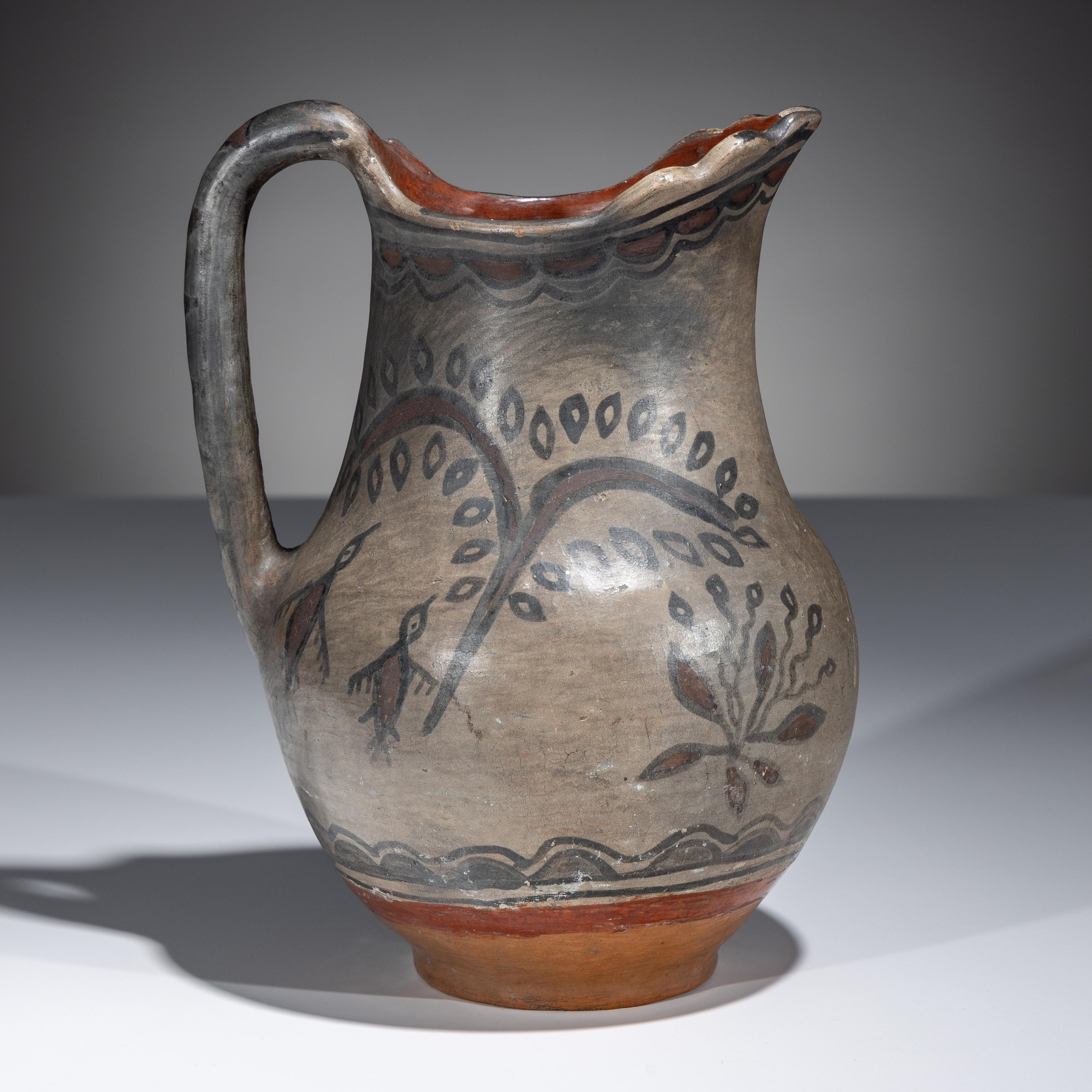San Ildefonso Figural Polychrome Pottery Pitcher