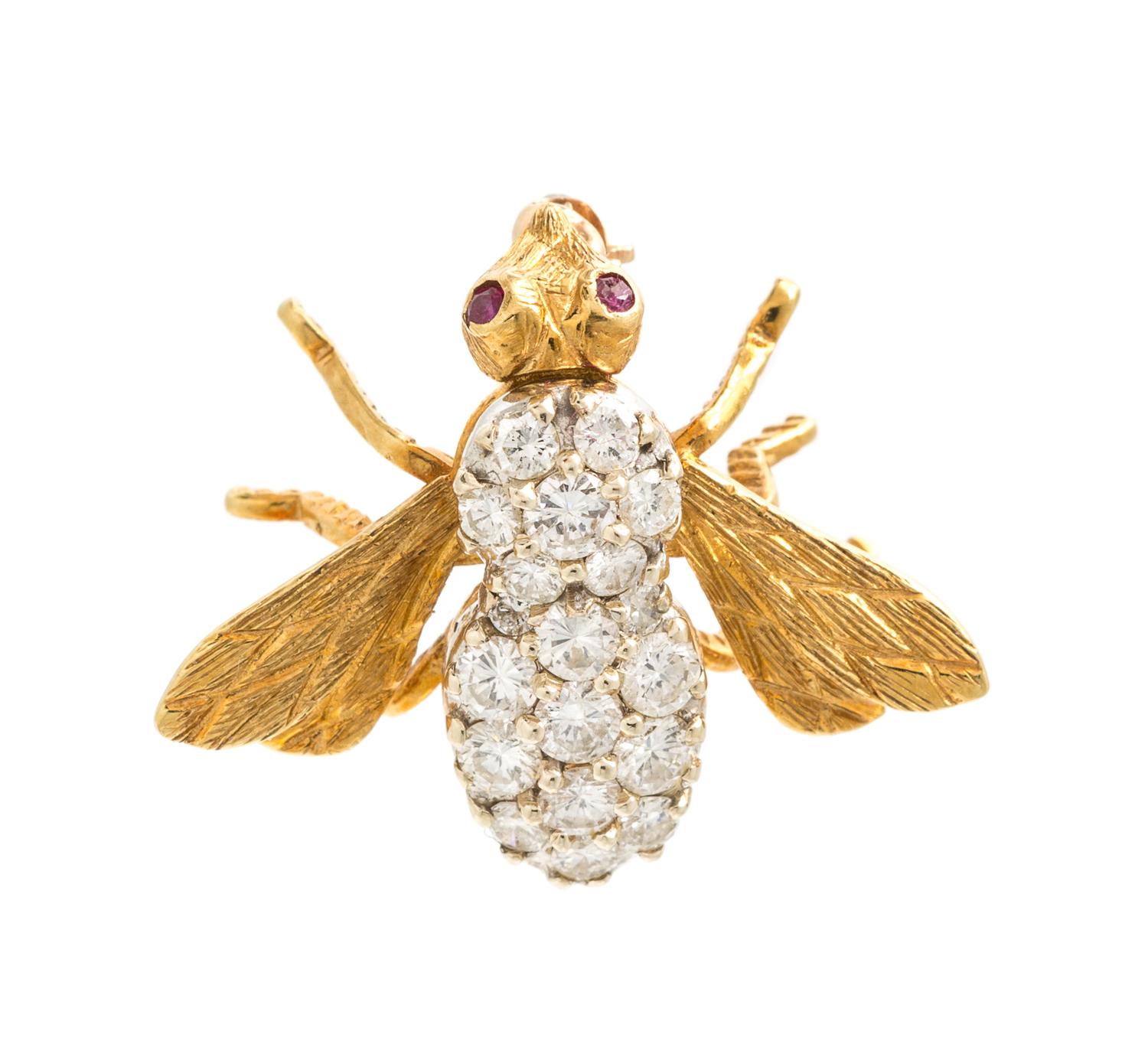 An 18 Karat Yellow Gold and Diamond Bee Brooch, Herbert Rosenthal, 3.10 dwts.
