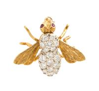 An 18 Karat Yellow Gold and Diamond Bee Brooch, Herbert Rosenthal, 3.10 dwts.