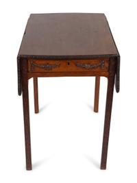A Regency Style Mahogany Wall Shelf and a Fret Carved Pembroke Table