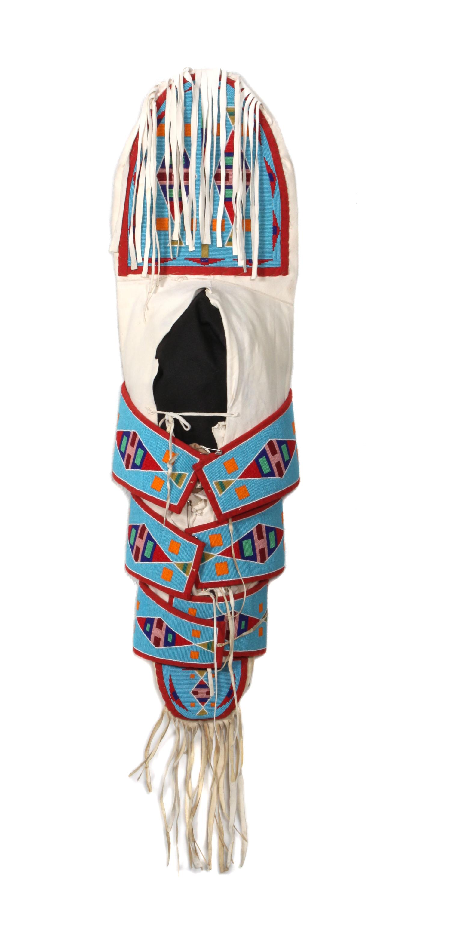 A Crow Three Tab Tear Drop Cradle Board Length overall 39 1/2 inches — EARLY 21ST CENTURY