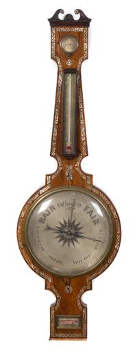 An American Mother-of-Pearl Inlaid Rosewood Banjo Barometer Height 46 inches. — NORWICH, G. ROSSI