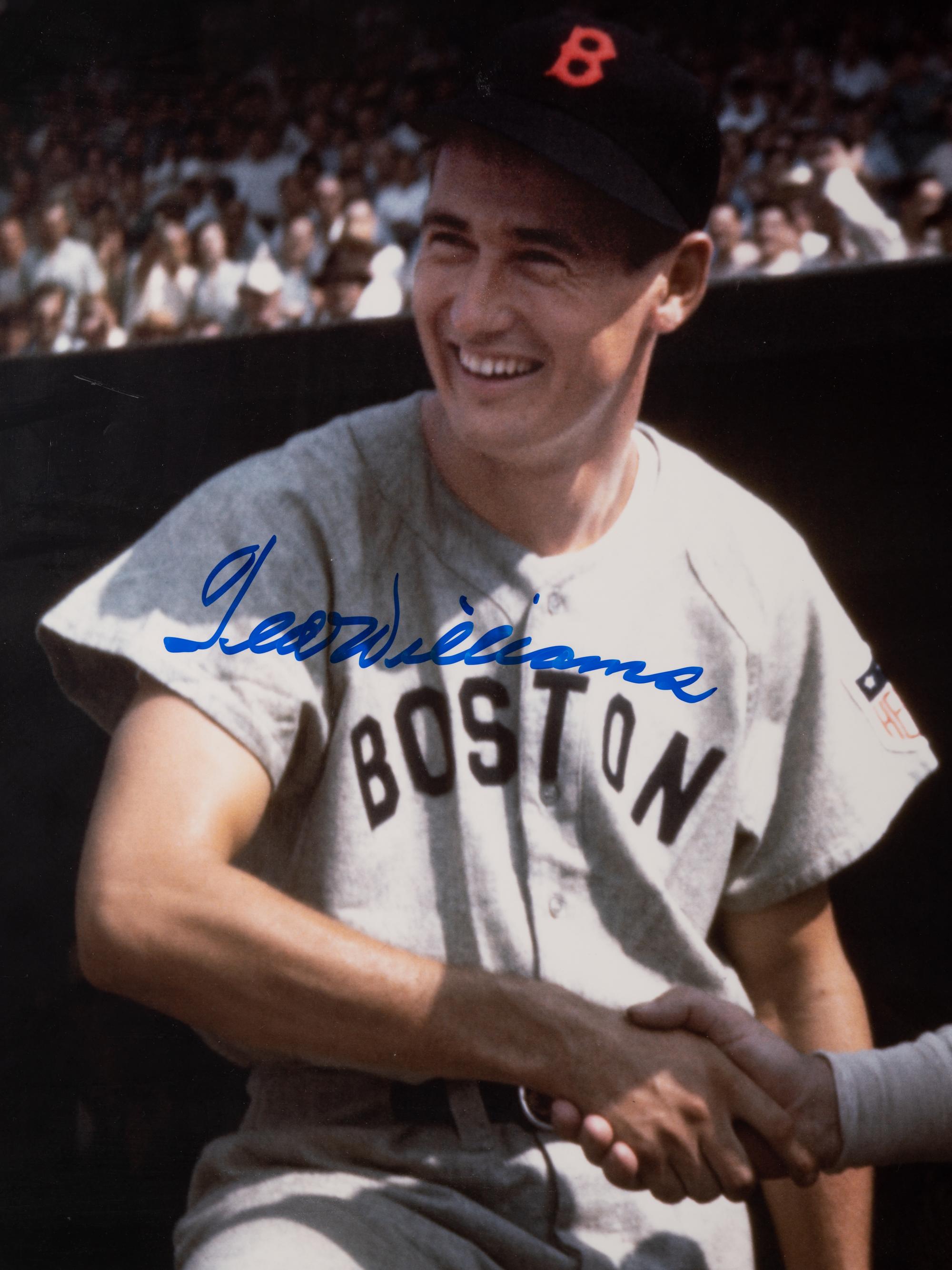 A Stunning Ted Williams Signed Autographed Large Format Photo With Babe Ruth (Beckett Authentication Services Letter BAS Certified),