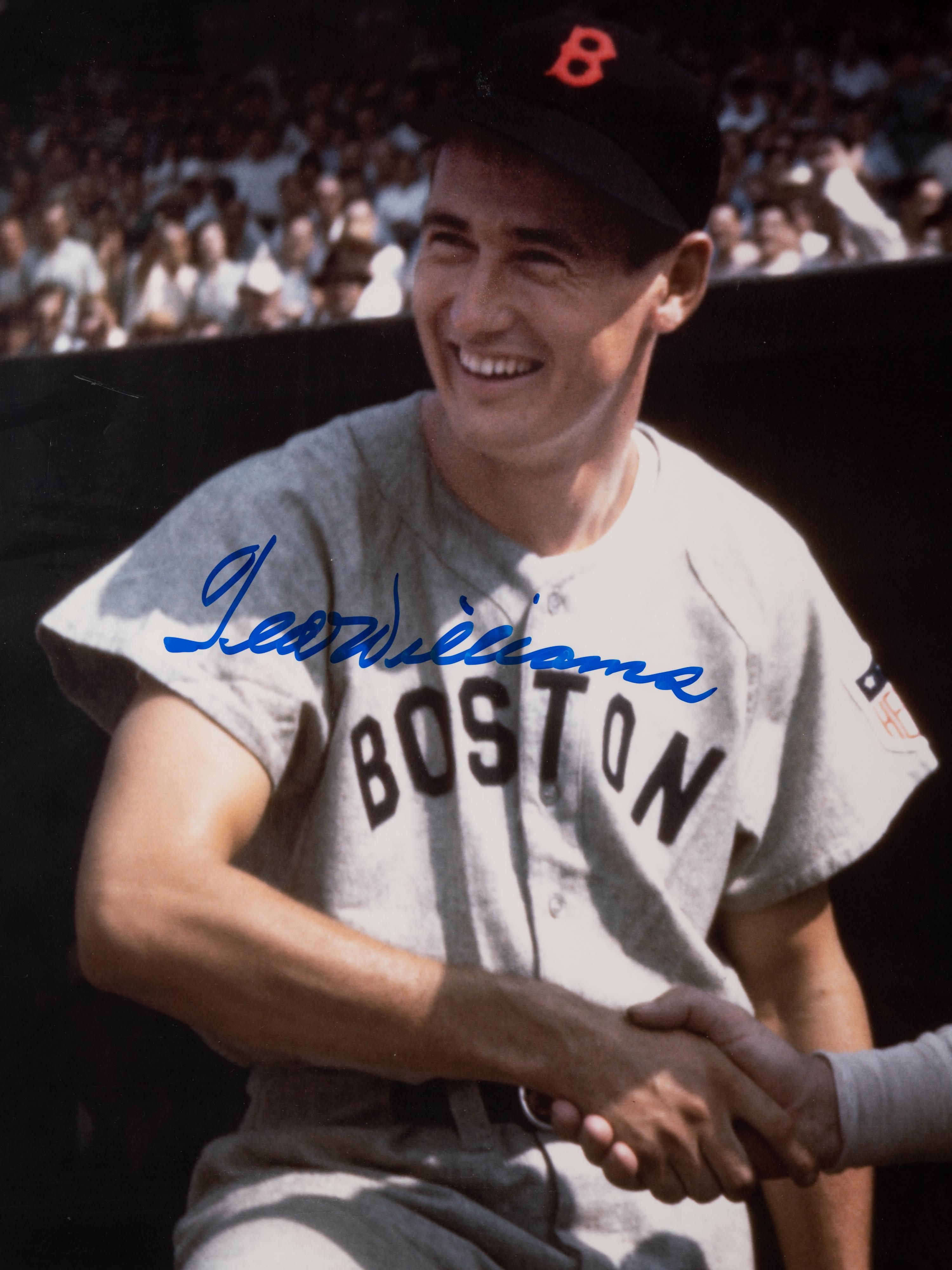A Stunning Ted Williams Signed Autographed Large Format Photo With Babe Ruth (Beckett Authentication Services Letter BAS Certified),