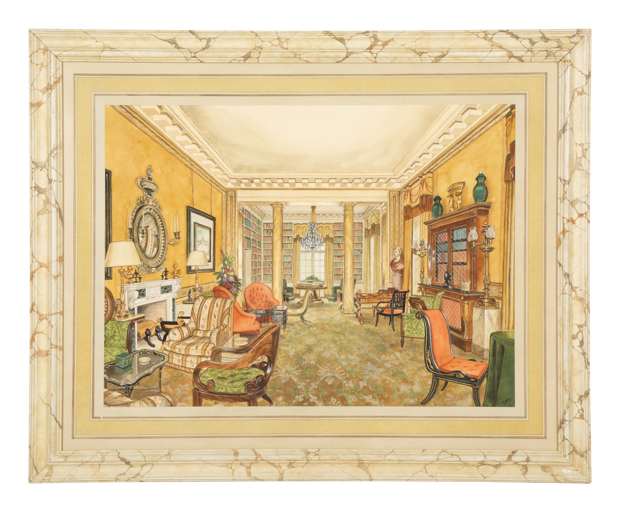 The Library at Croix des Gardes, Carves, The Drawing Room at Croix des Gardes and The Staircase Hall at Croix des Gardes (three works)