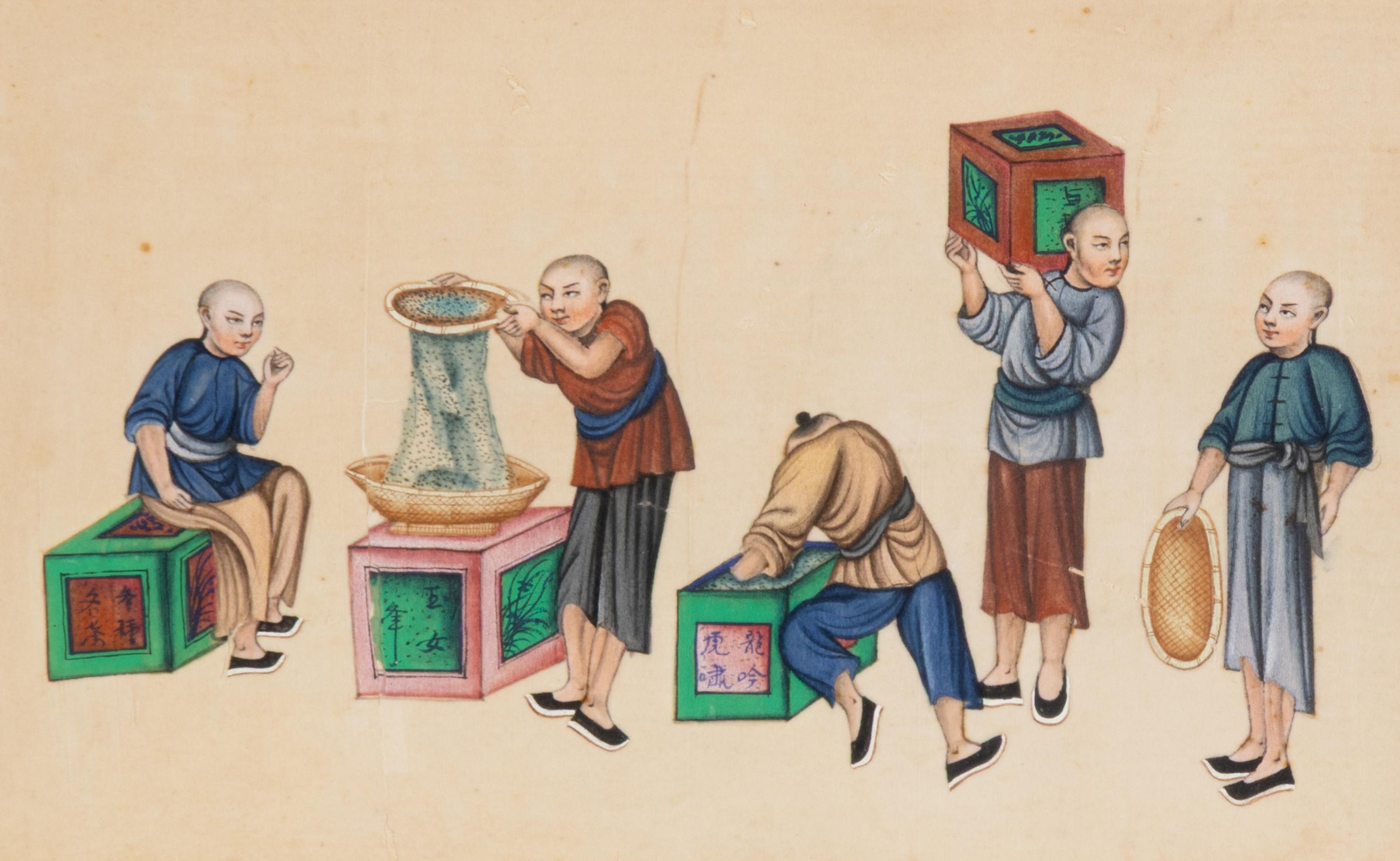 Five Chinese Export Paintings, Early-Mid 20th Century — 近代 外銷畫一組五幅