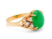 A Yellow Gold, Jade and Diamond Ring,