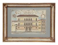 A Set of Nine Italian Hand-Colored Engravings Depicting Venetian Palaces
