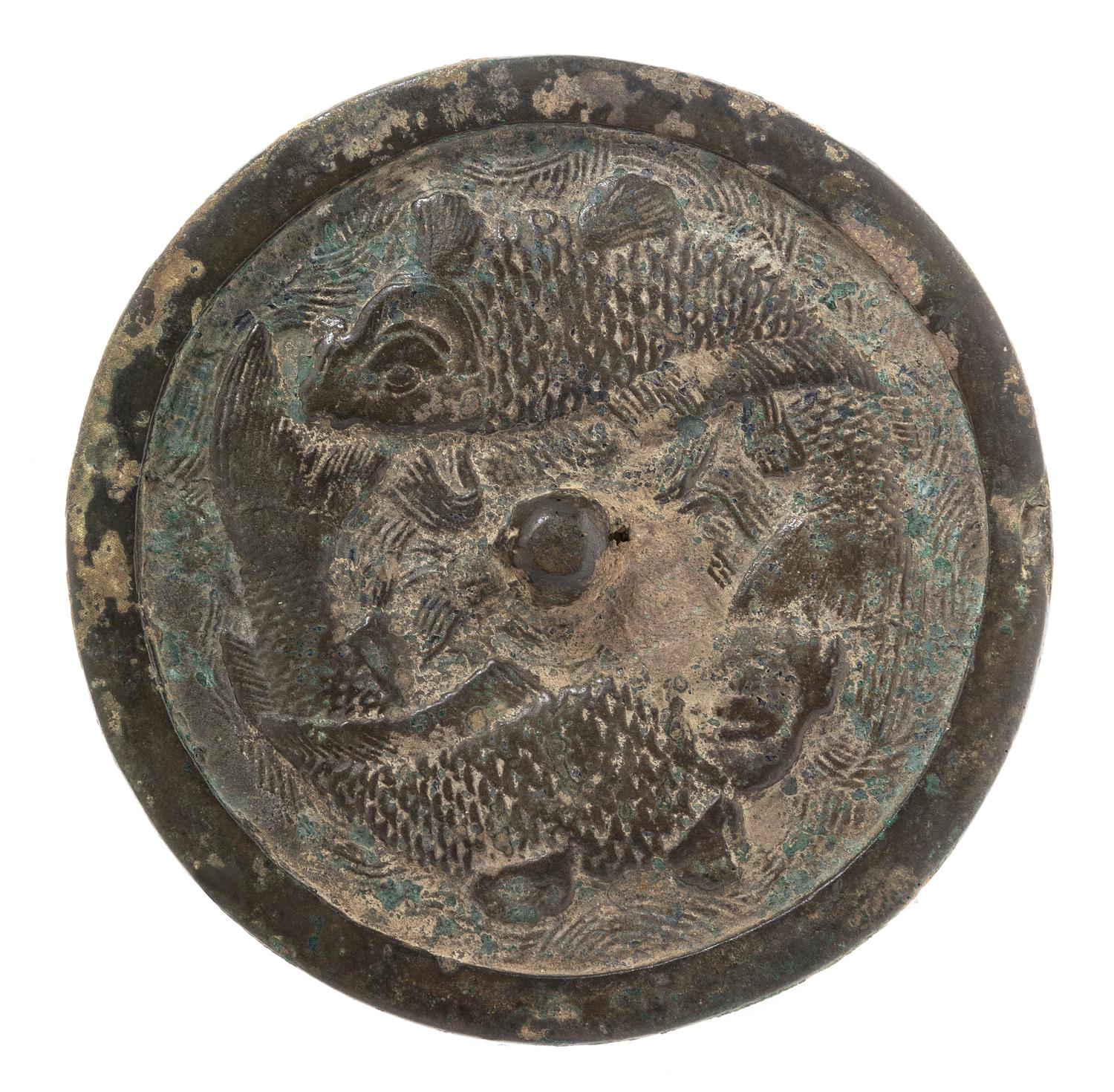 A Chinese Bronze Circular Mirror JIN DYNASTY Diameter 7 1/2 x thickness 1/2 inches. — JIN DYNASTY
