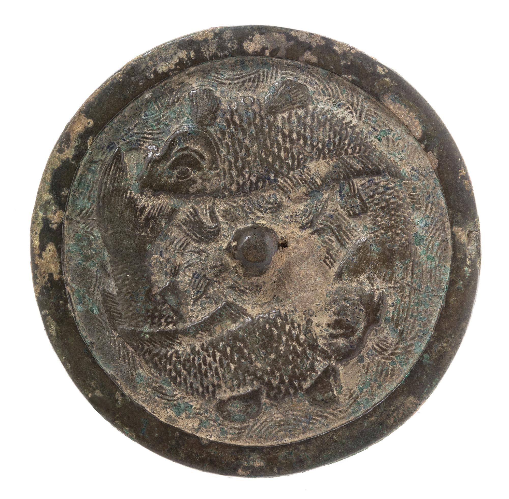 A Chinese Bronze Circular Mirror JIN DYNASTY Diameter 7 1/2 x thickness 1/2 inches. — JIN DYNASTY