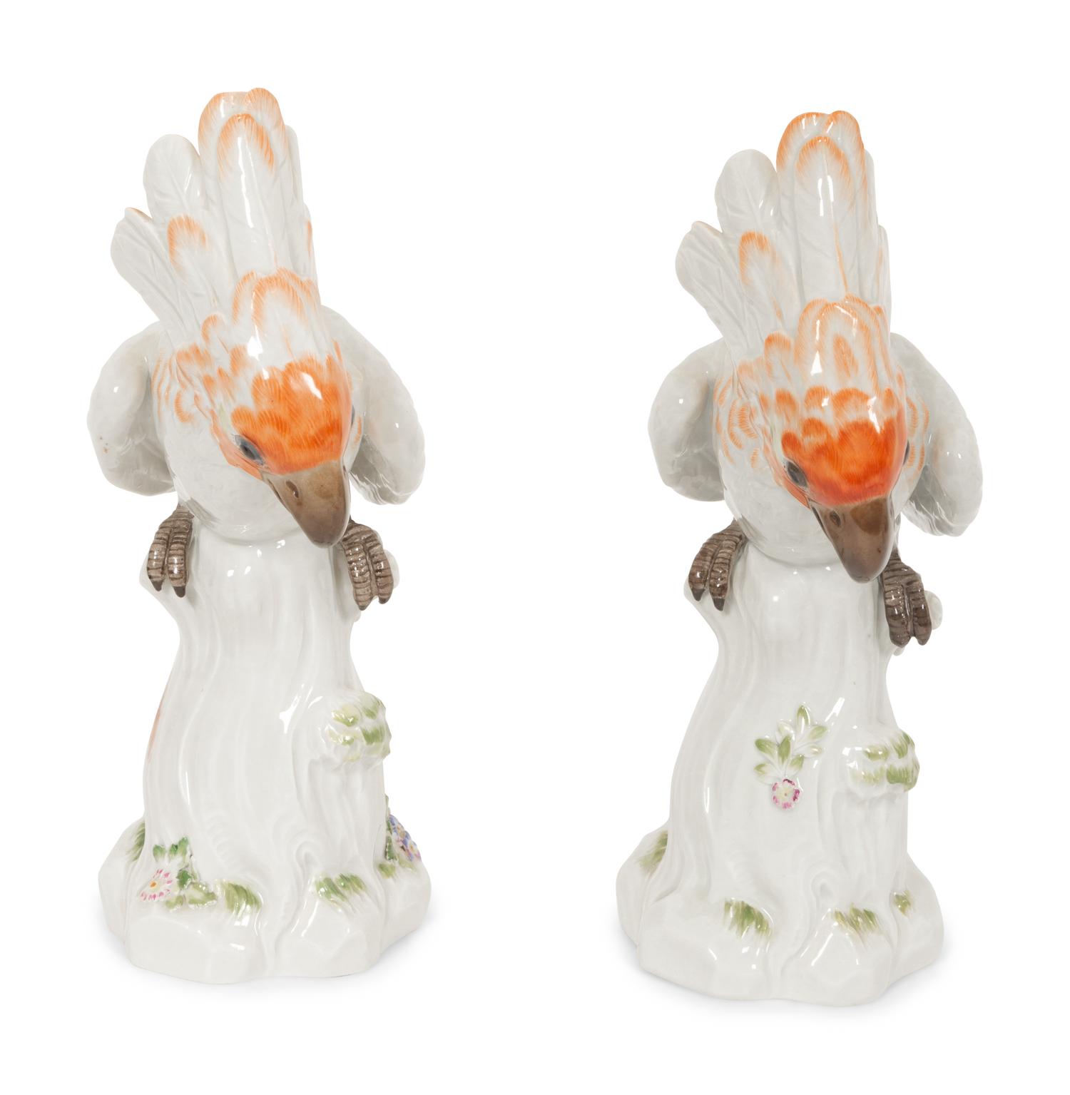 A Pair of Meissen Porcelain Cockatoos