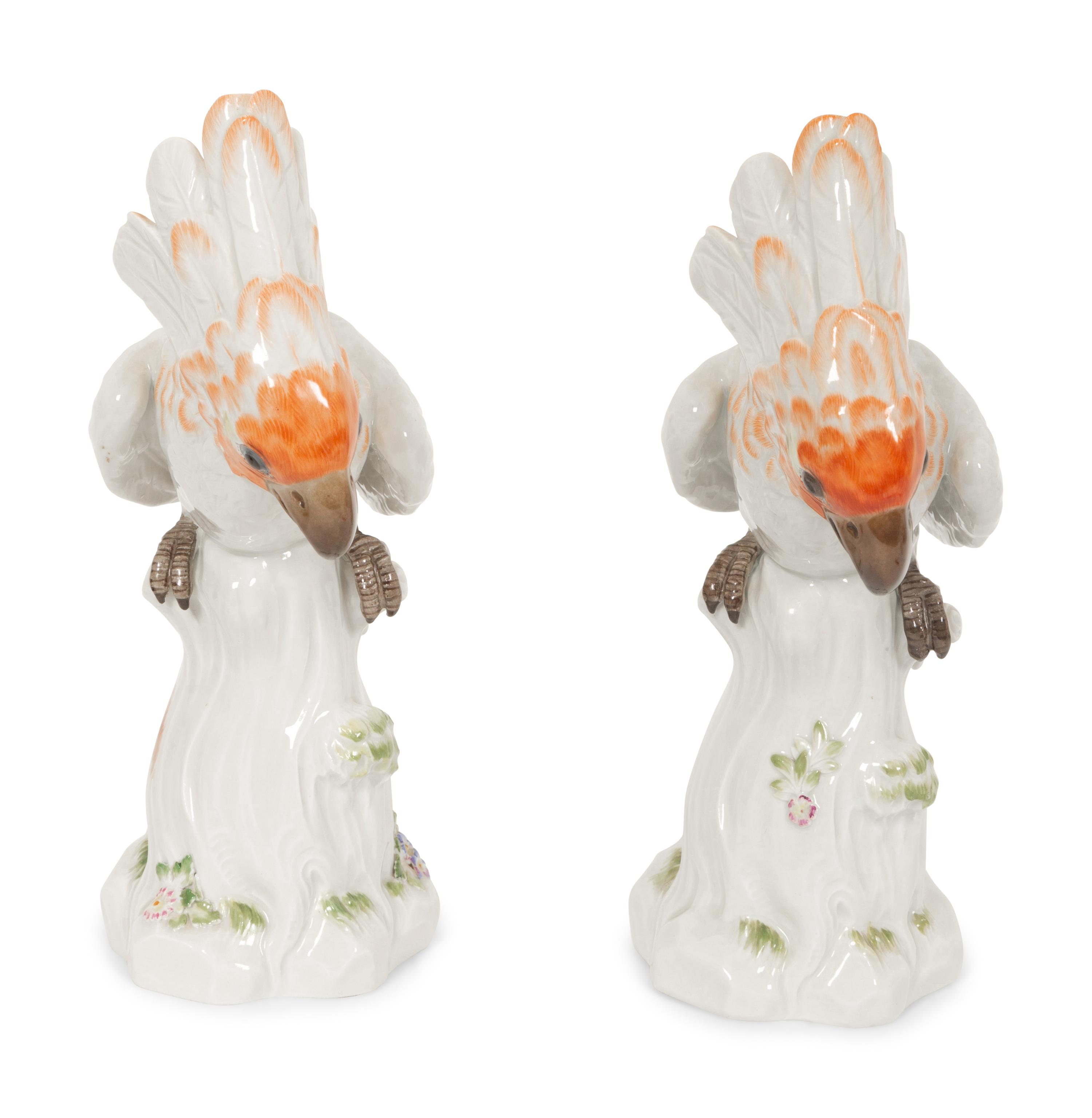 A Pair of Meissen Porcelain Cockatoos