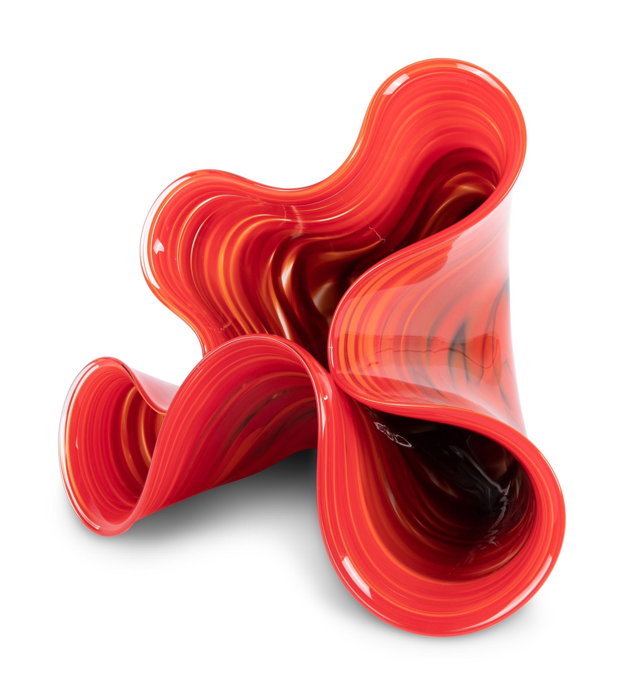 An Art Glass Ruffled-Edge Bowl
