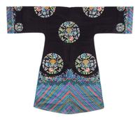 A Black Ground Embroidered Silk Lady's Surcoat