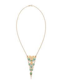 ART NOUVEAU, YELLOW GOLD, TURQUOISE AND PEARL NECKLACE