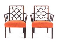 A Pair of Chinese Chippendale Mahogany Armchairs