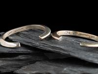 Pair of Slender Sterling Silver Cuff Bracelets, with Inlay