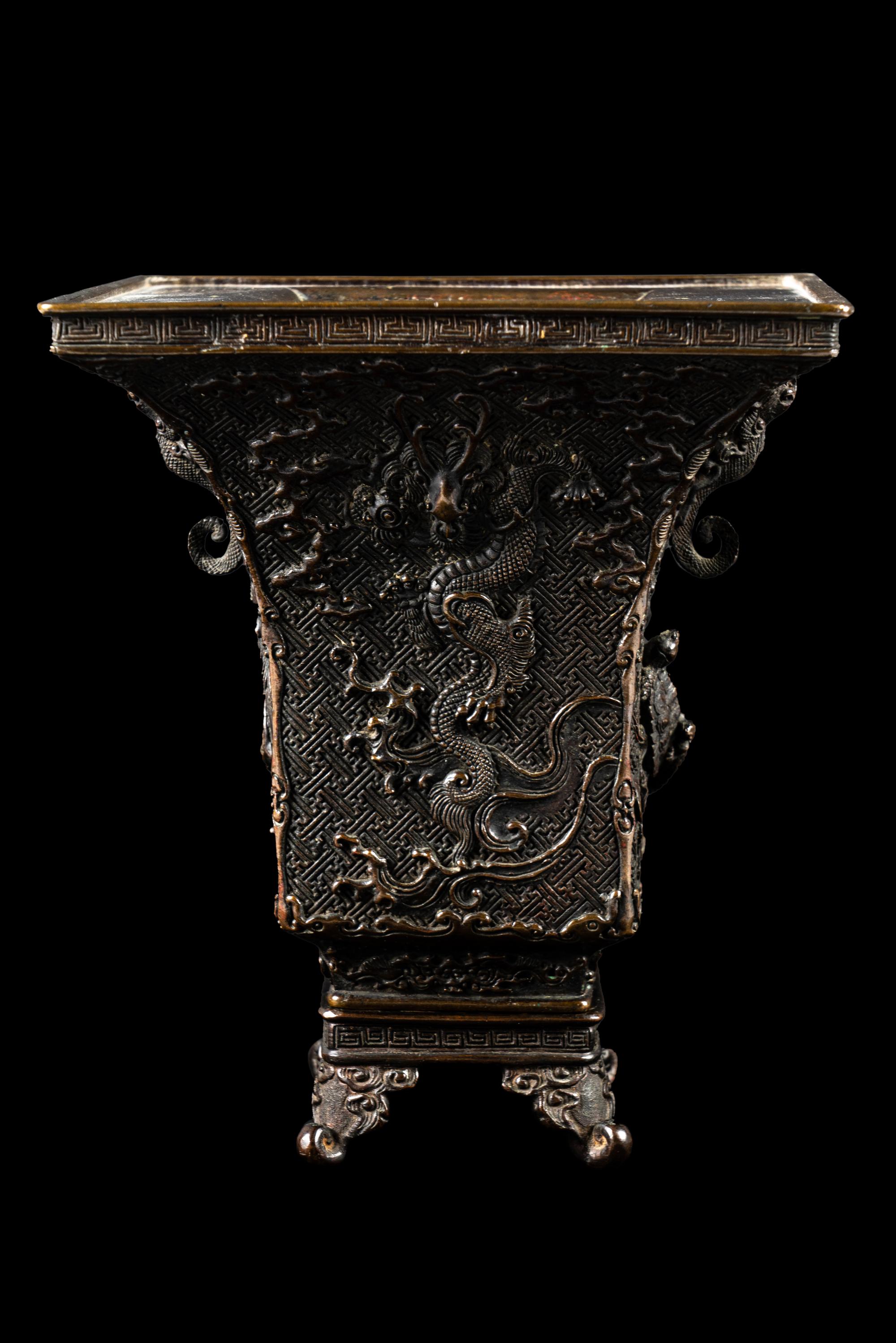 A Japanese Bronze Flower Vase