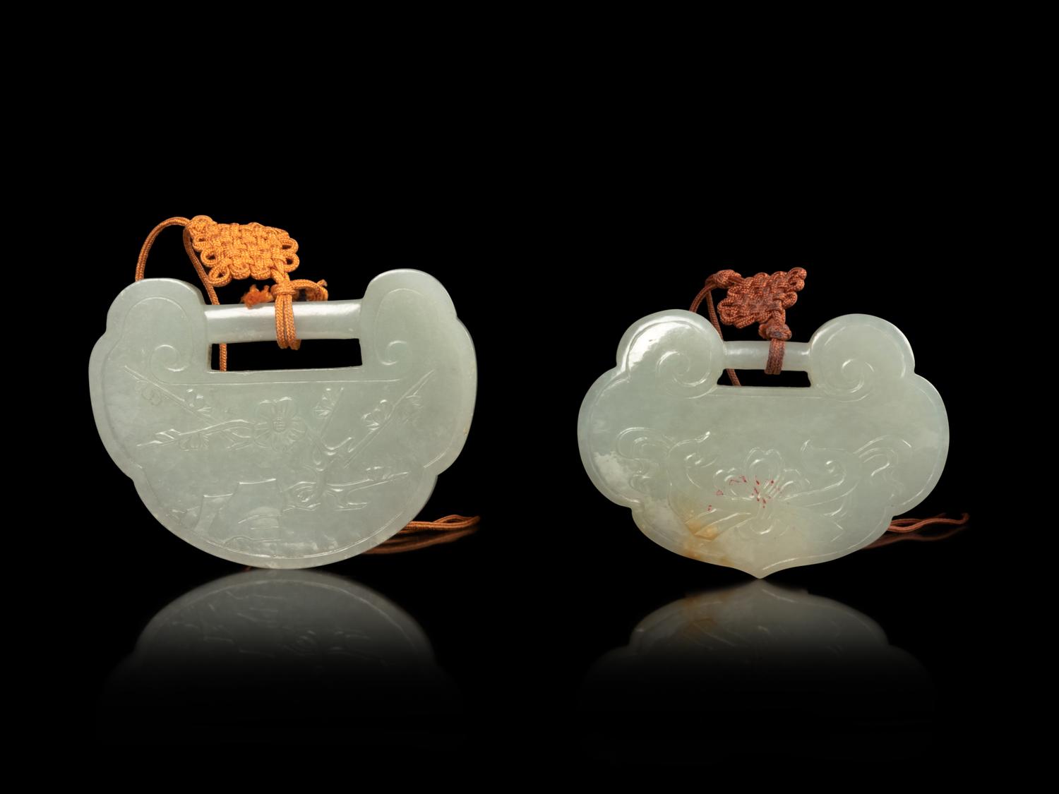 Two Chinese White Jade ‘Ruyi-Head’ form Pendants
