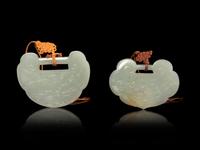 Two Chinese White Jade ‘Ruyi-Head’ form Pendants