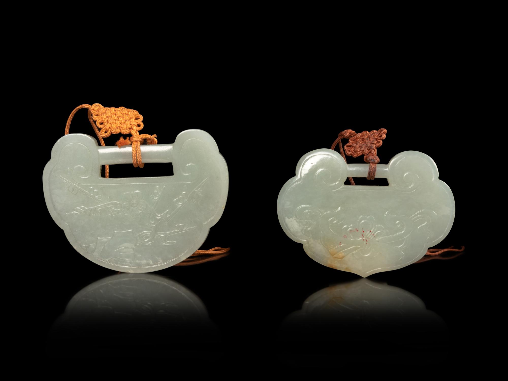 Two Chinese White Jade ‘Ruyi-Head’ form Pendants