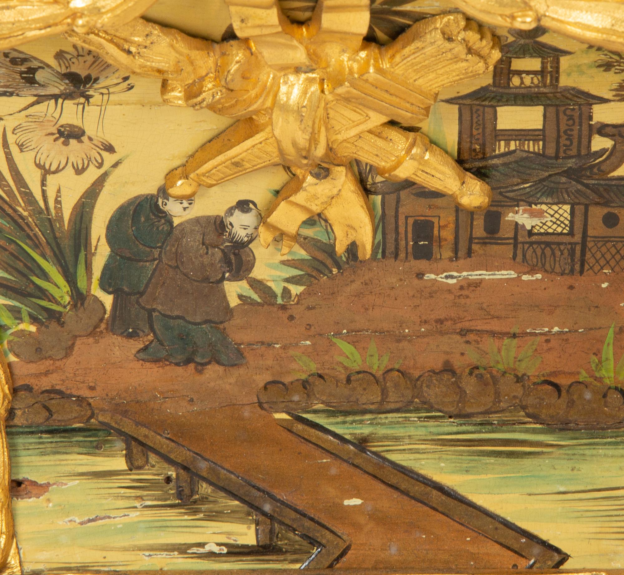 A French Gilt Bronze-Mounted Polychrome-Painted Bracket Clock